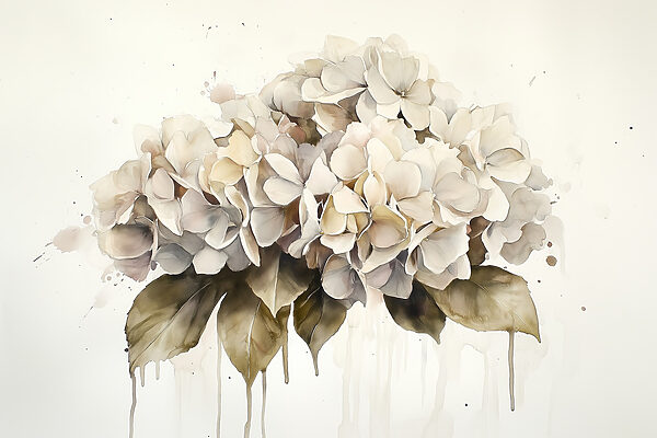 Pintura de un ramo de flores blancas Pintura de un ramo de flores blancas