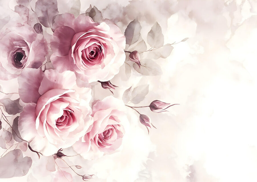 Grupo de rosas rosadas