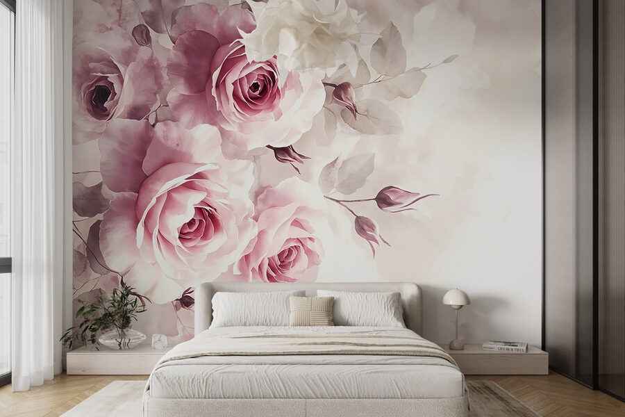 Grupo de rosas rosadas
