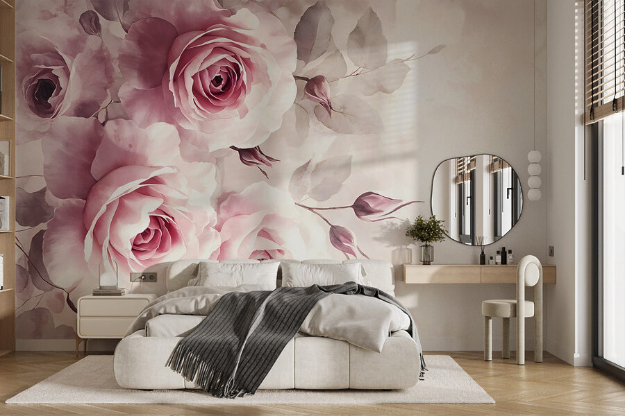 Grupo de rosas rosadas