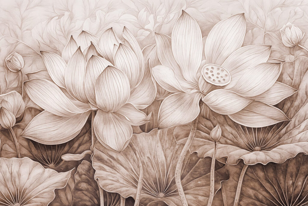Dibujo de flores y hojas Dibujo de flores y hojas
