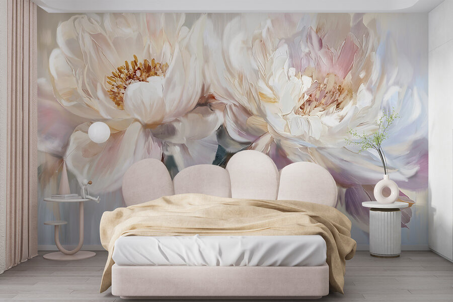 Pintura de flores sobre fondo blanco