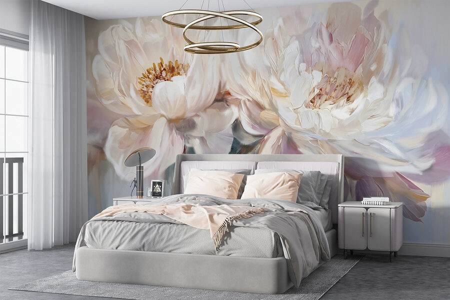 Pintura de flores sobre fondo blanco