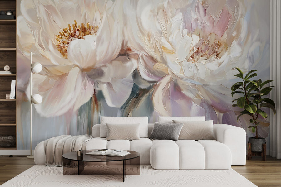 Pintura de flores sobre fondo blanco