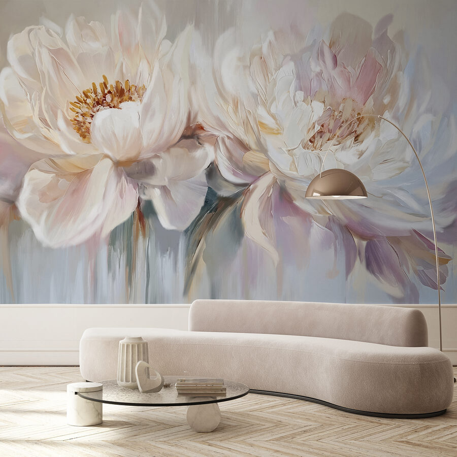 Pintura de flores sobre fondo blanco