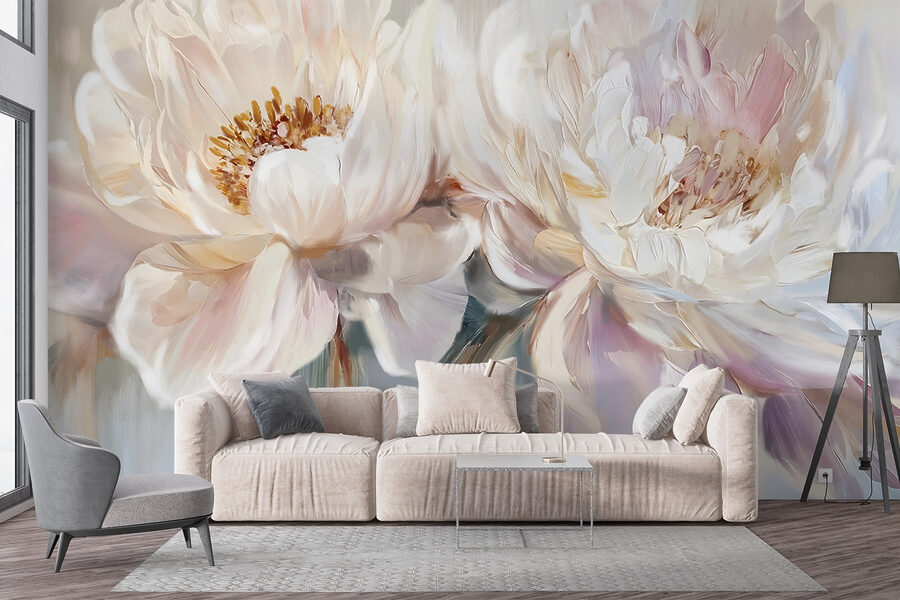Pintura de flores sobre fondo blanco