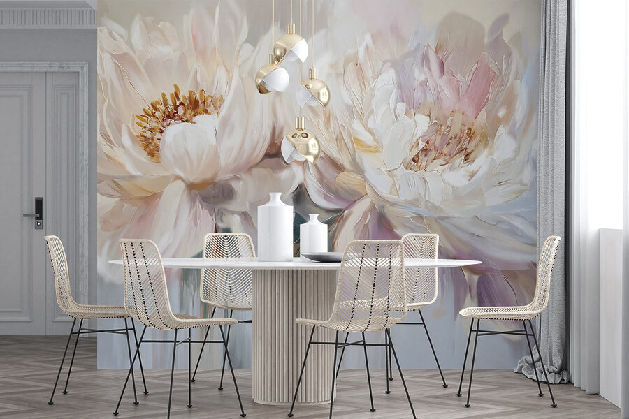 Pintura de flores sobre fondo blanco