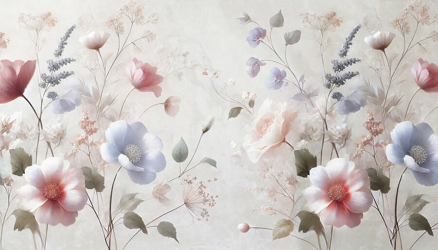 Delicadas flores en suaves tonos pastel