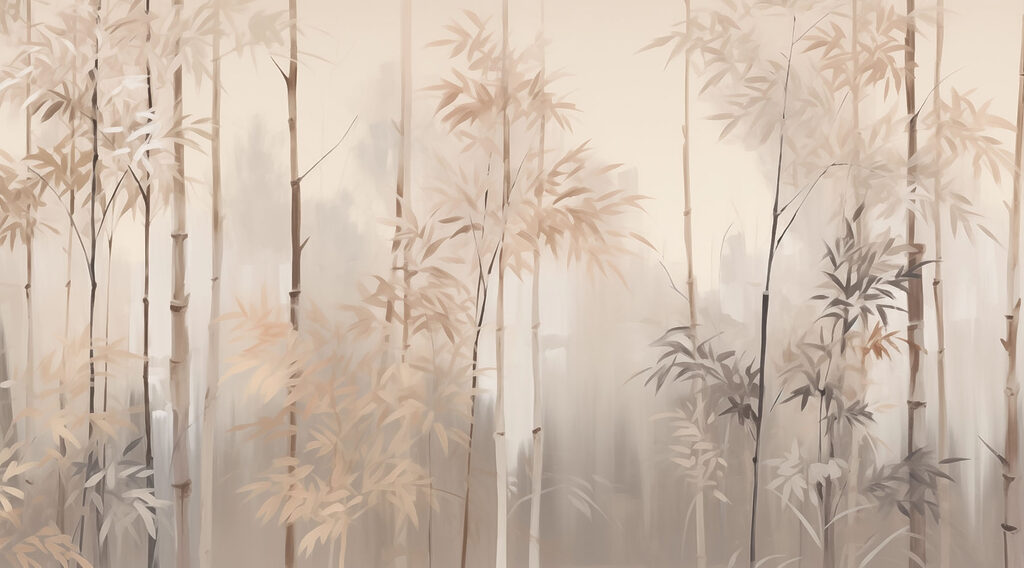 Pintura de árboles en la niebla Pintura de árboles en la niebla