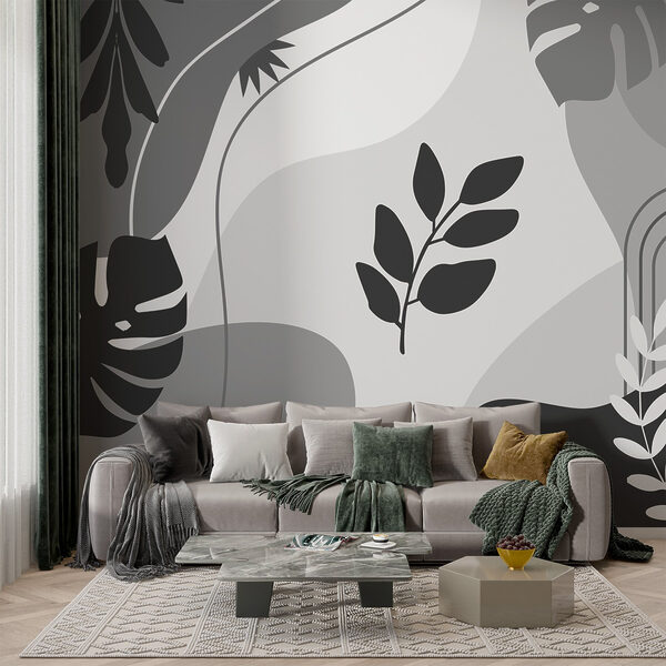 Imagen en blanco y negro de hojas y plantas Imagen en blanco y negro de hojas y plantas