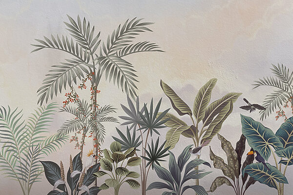 Pintura mural de plantas y pájaros Pintura mural de plantas y pájaros
