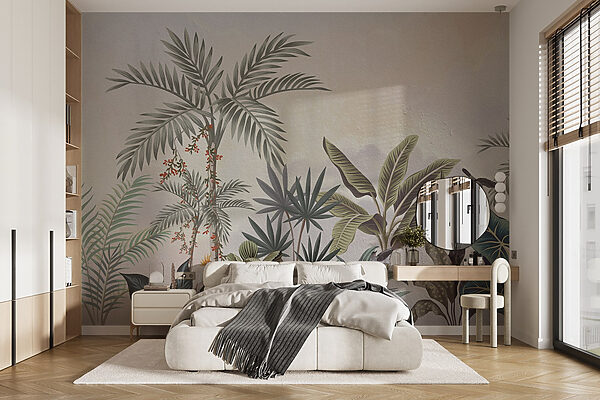 Pintura mural de plantas y pájaros Pintura mural de plantas y pájaros