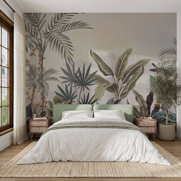 Pintura mural de plantas y pájaros Pintura mural de plantas y pájaros