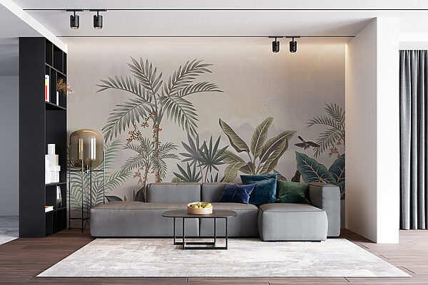 Pintura mural de plantas y pájaros Pintura mural de plantas y pájaros