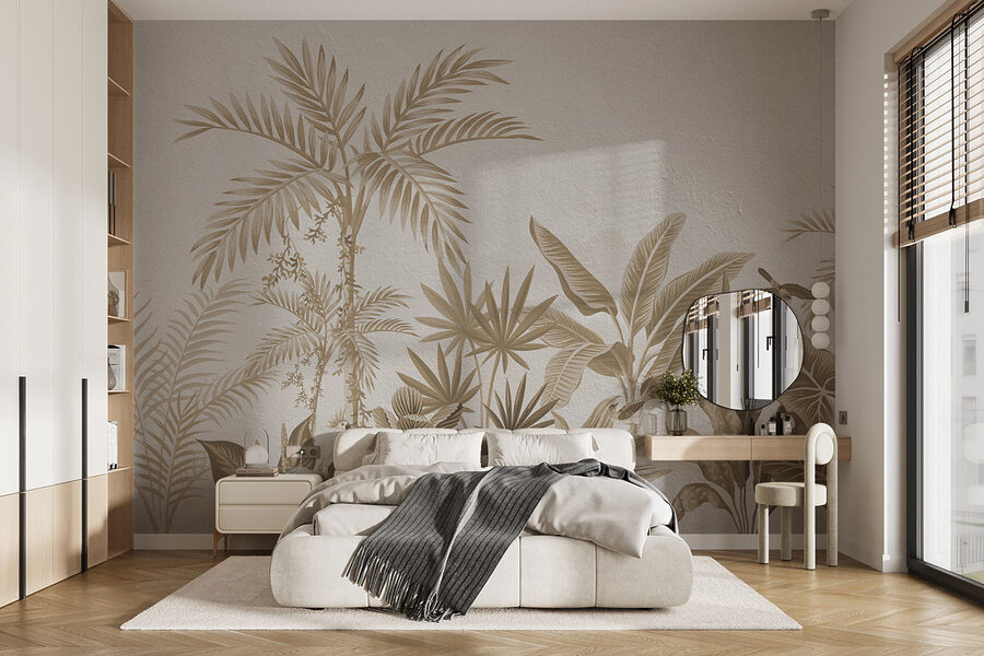 Papel pintado con plantas y hojas