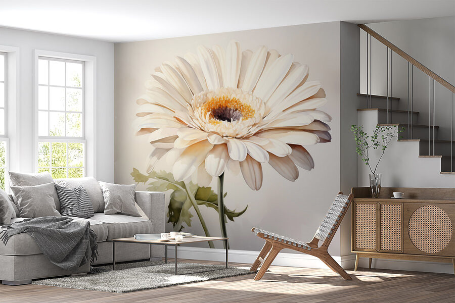 Flor blanca con centro amarillo