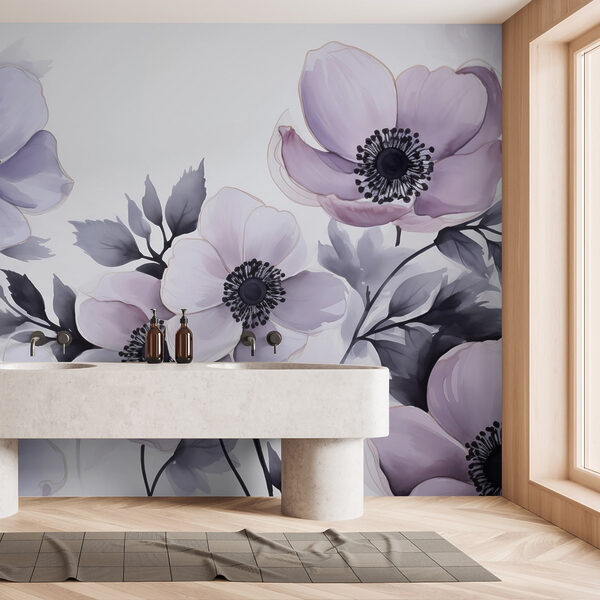 Painting of flowers on a white surface