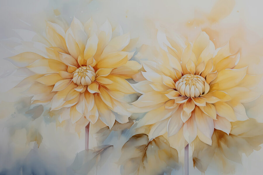 Pintura de flores sobre fondo blanco