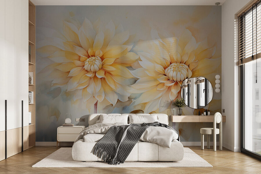 Pintura de flores sobre fondo blanco