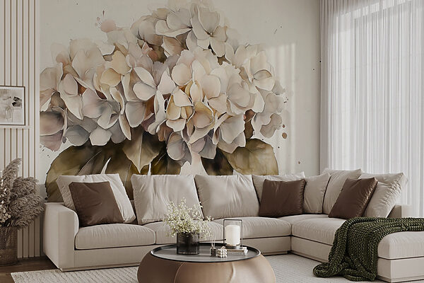 Pintura de un ramo de flores blancas Pintura de un ramo de flores blancas