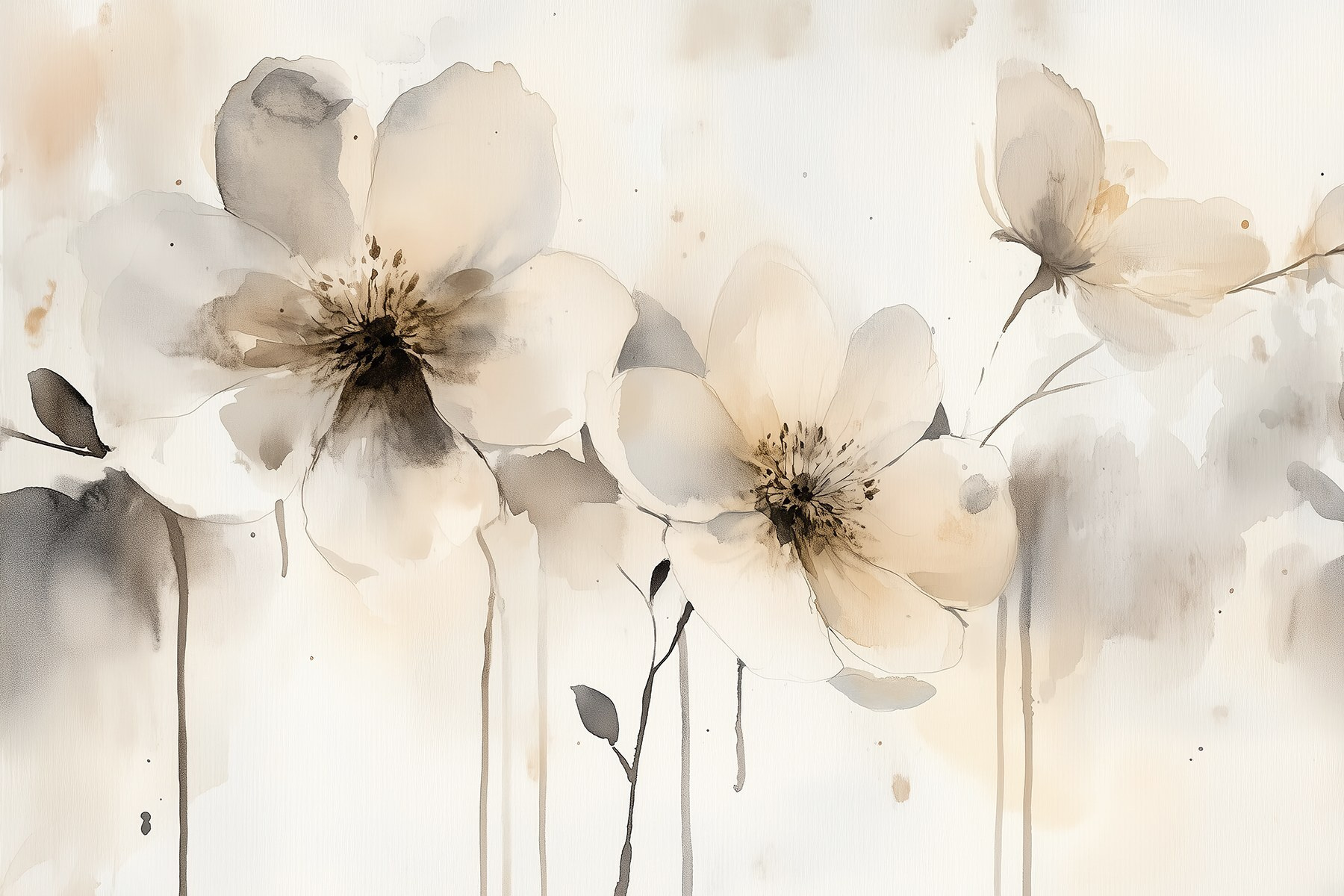 Painting of flowers on a white surface Painting of flowers on a white surface