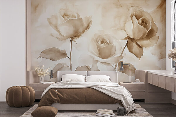 Pintura de rosas con hojas Pintura de rosas con hojas