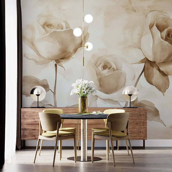 Pintura de rosas con hojas Pintura de rosas con hojas