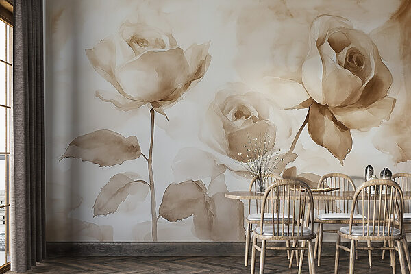 Pintura de rosas con hojas Pintura de rosas con hojas
