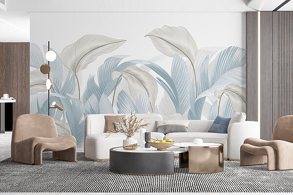 Fotomurales Fotomurales Tonos suaves de hojas tropicales (SKU: w02508)