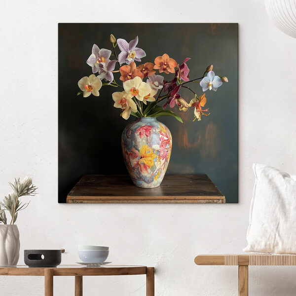 Vase with colorful flowers