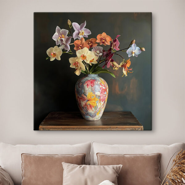 Vase with colorful flowers