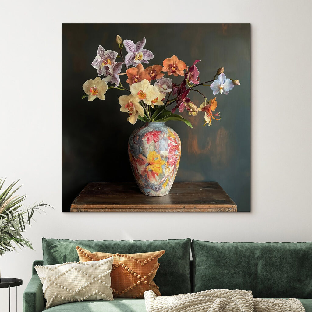 Vase with colorful flowers