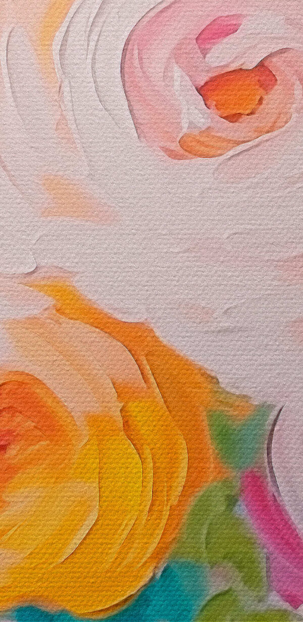 Painting of flowers on a white surface Painting of flowers on a white surface