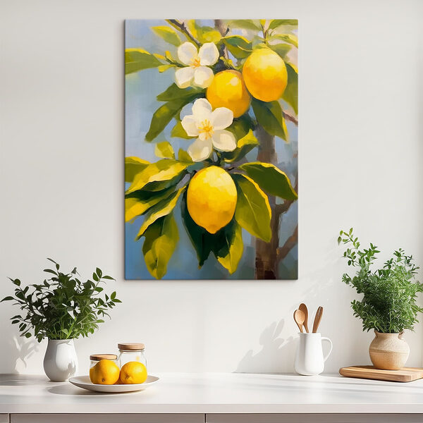 Cuadros Cuadros Cuadro de limones y flores en un árbol (SKU: s41791)