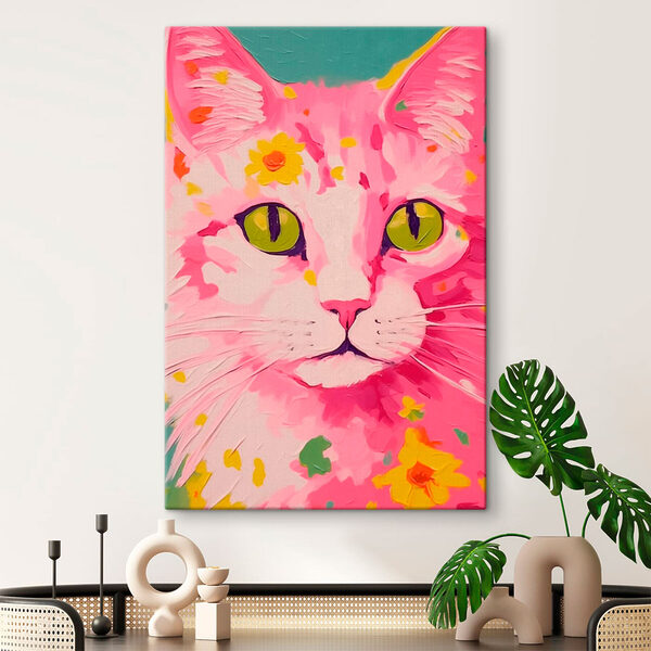 Cuadros Cuadros Cuadro de un gato con flores (SKU: s41792)