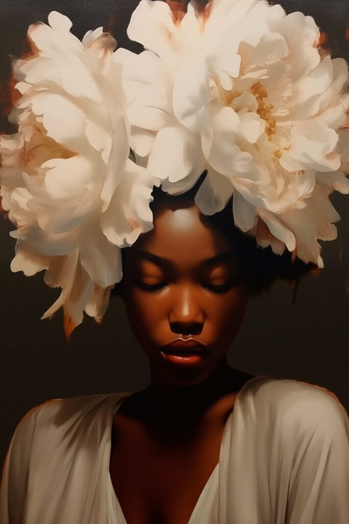 Woman with flowers on her head Woman with flowers on her head