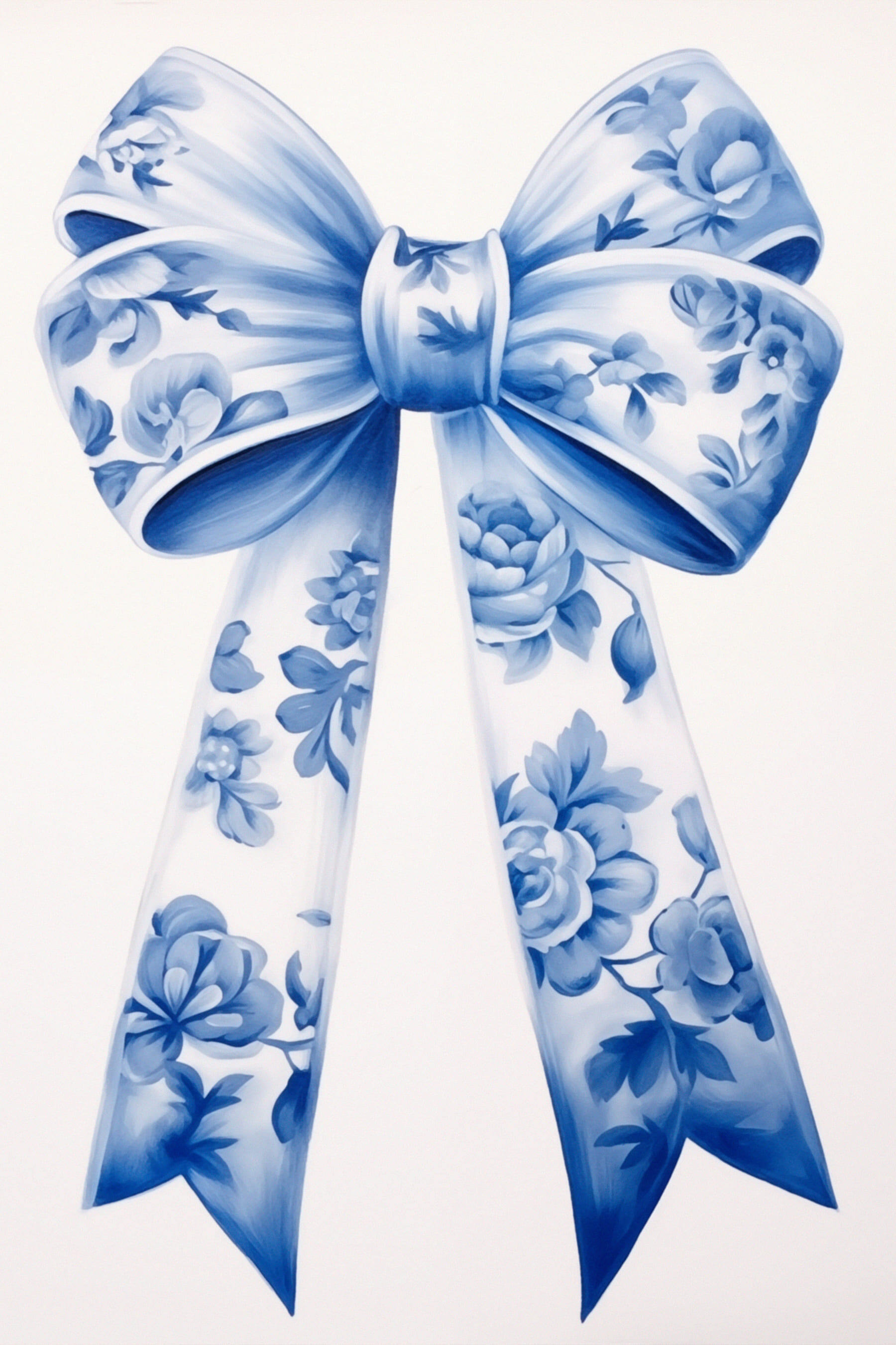 Blue and white floral bow Blue and white floral bow