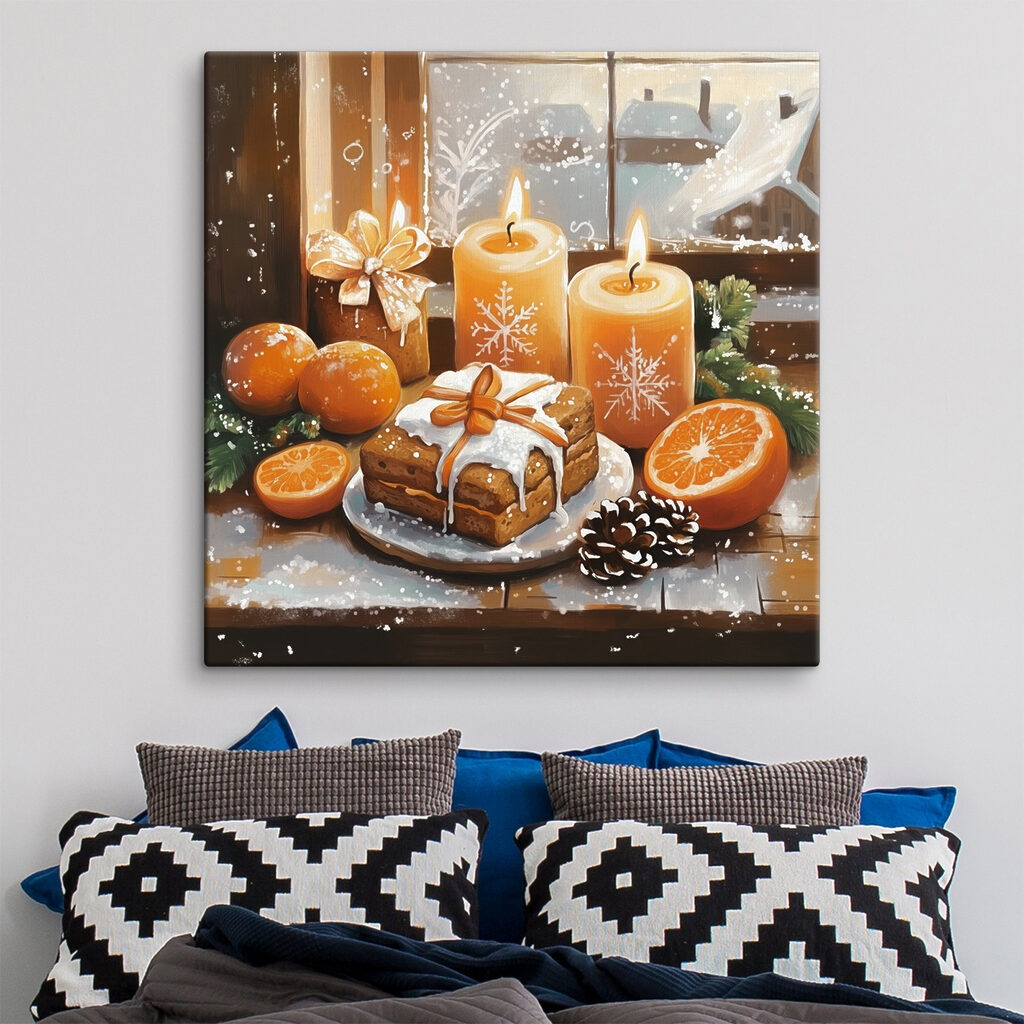 Food and candles on a table Food and candles on a table