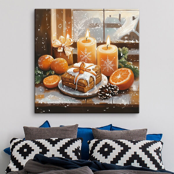 Food and candles on a table Food and candles on a table