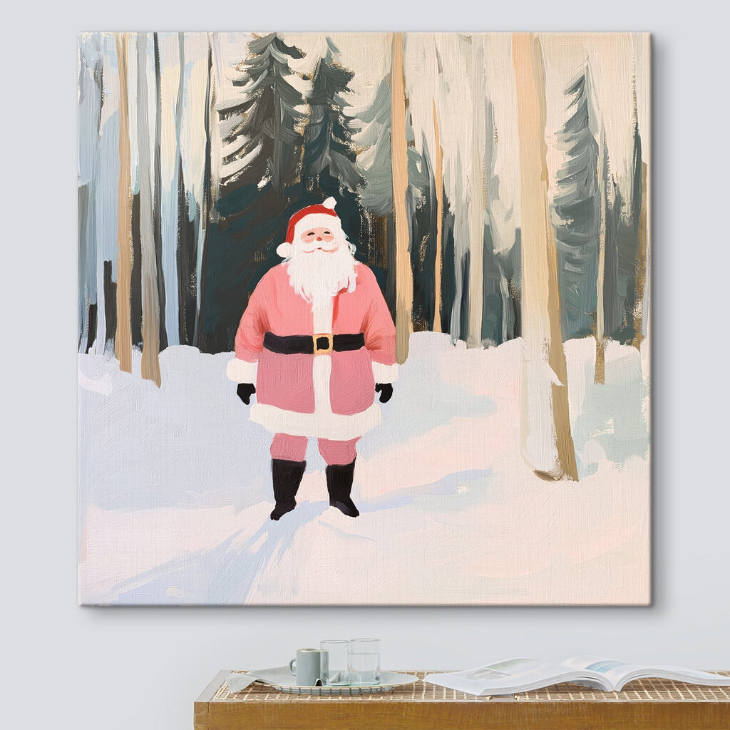 Painting of a santa claus in the snow