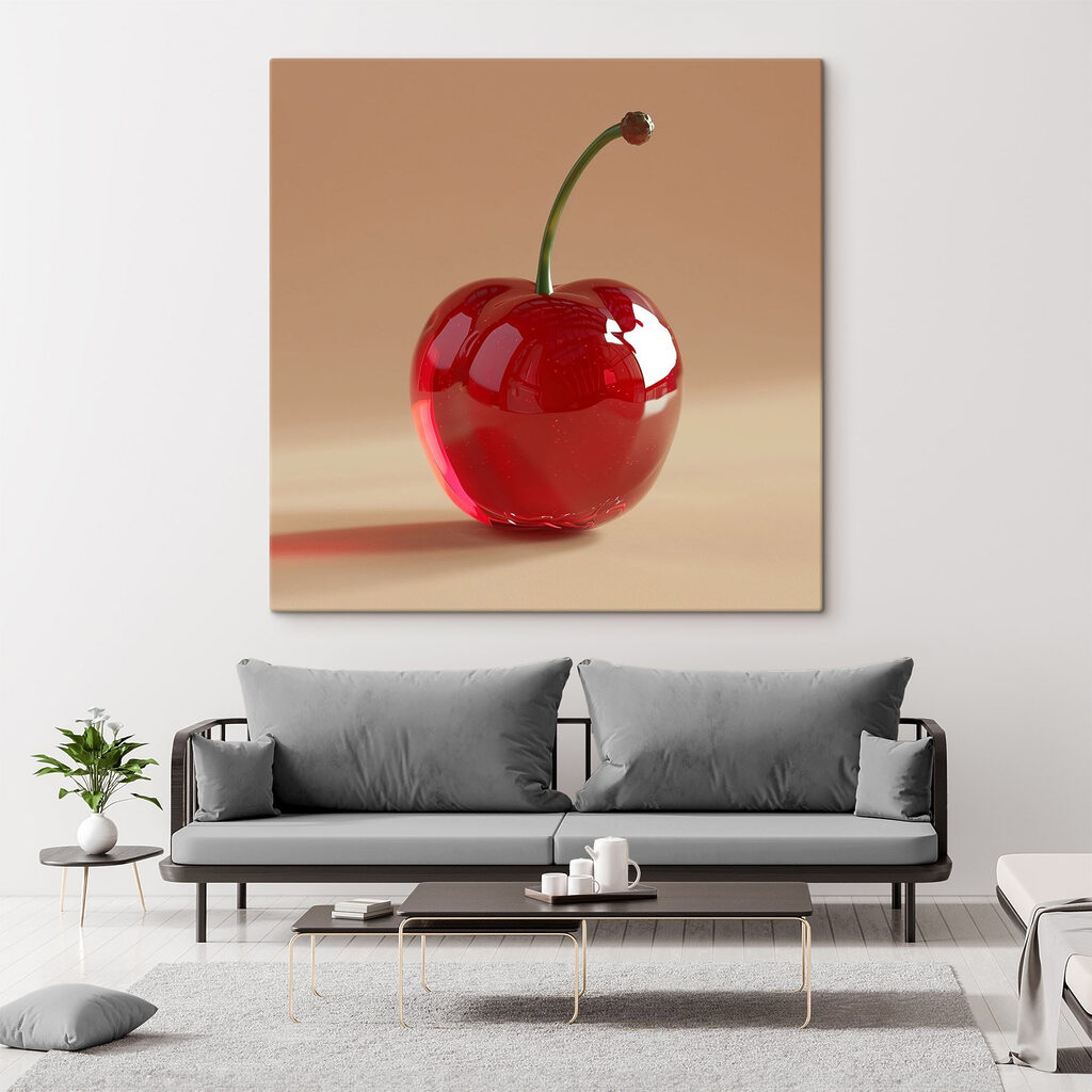 Red cherry with a stem Red cherry with a stem