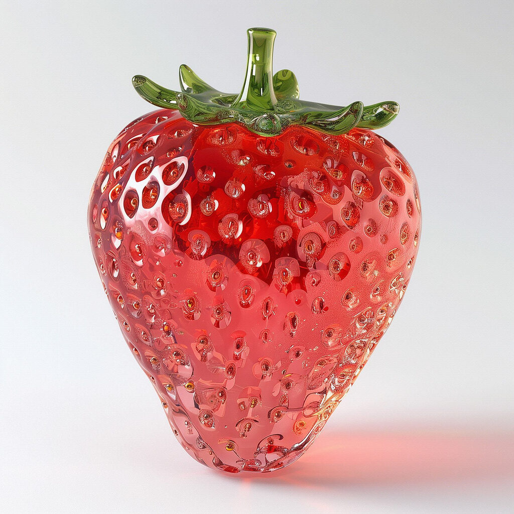 Red strawberry with green stem Red strawberry with green stem