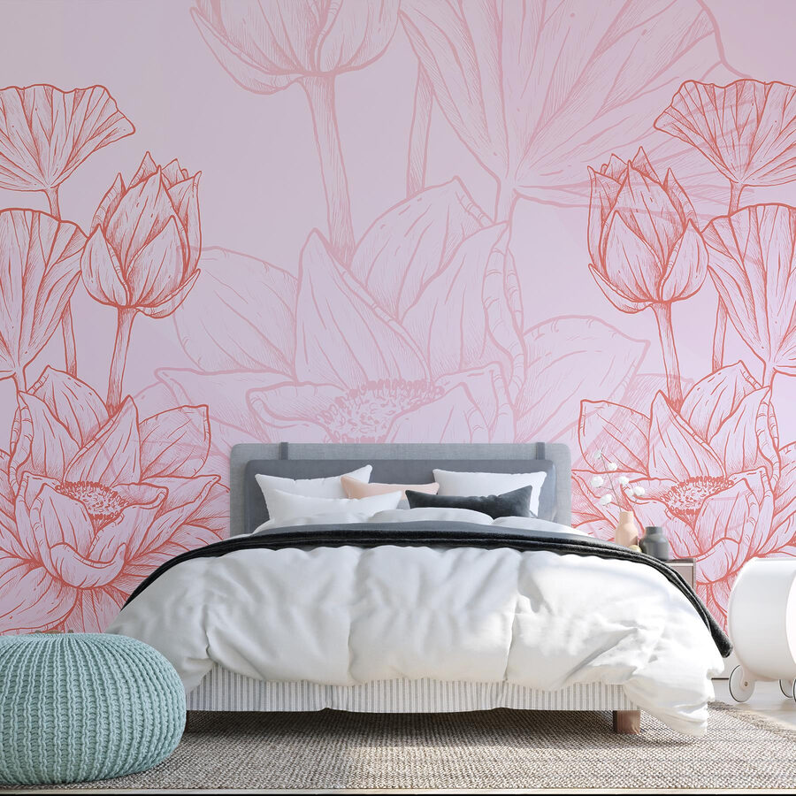 Dibujo de flor rosa y blanca