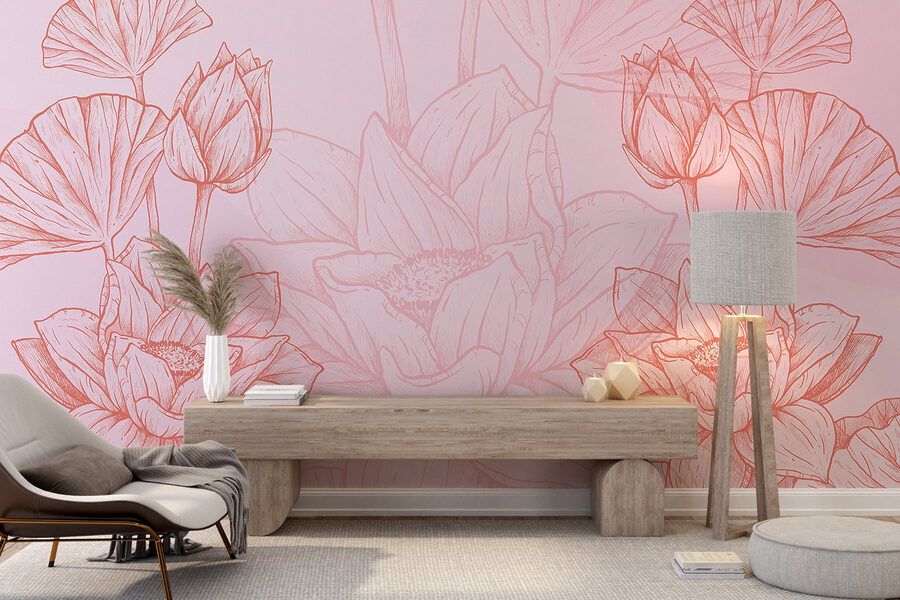 Dibujo de flor rosa y blanca