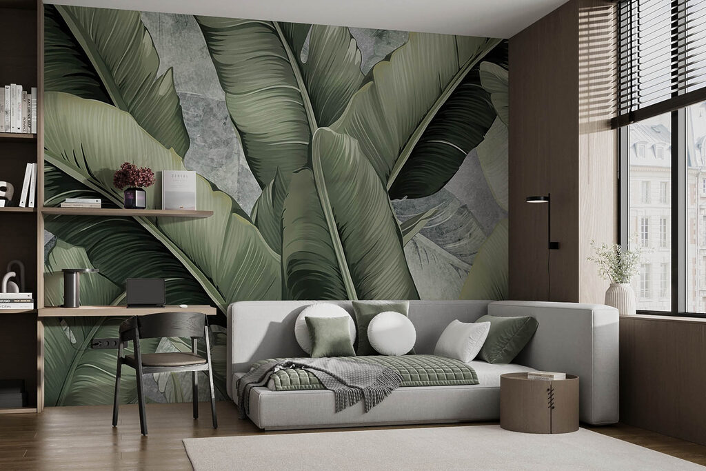 Lush green leaves creating tranquility