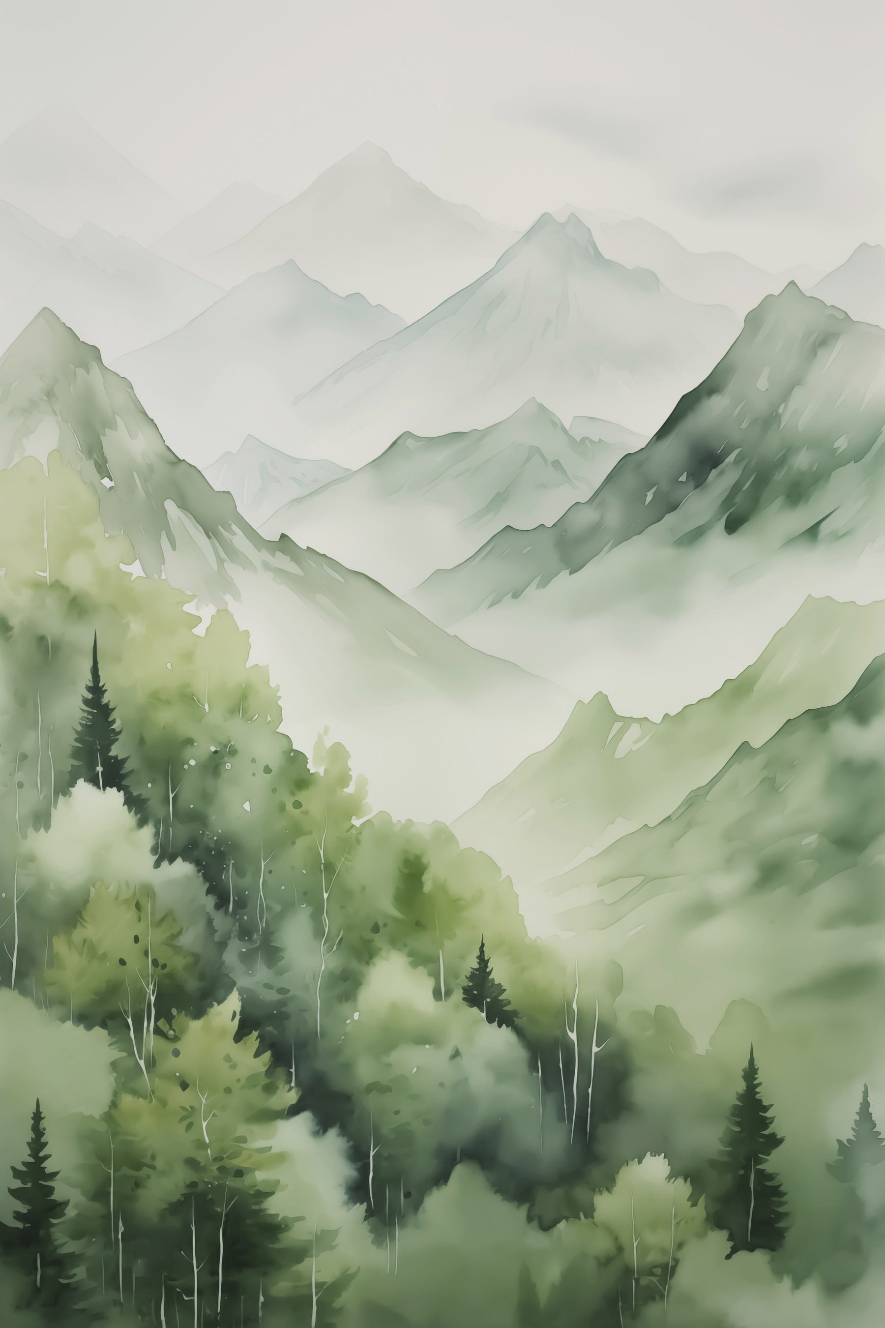 Painting of a mountain range