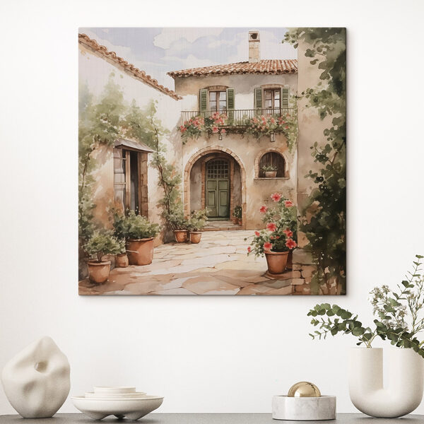 Cuadros Cuadro de una casa con plantas en macetas (SKU: s42126) Cuadros Cuadros Cuadro de una casa con plantas en macetas (SKU: s42126)
