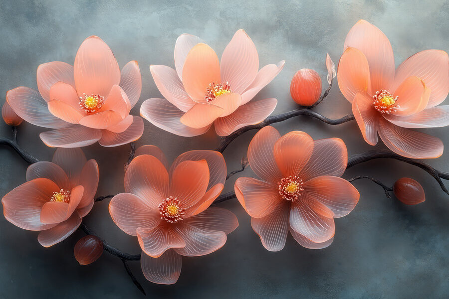 Grupo de flores rosas en una rama