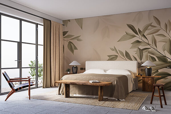 Fotomurales Fotomurales Hojas suaves sobre un fondo apagado (SKU: w08499)
