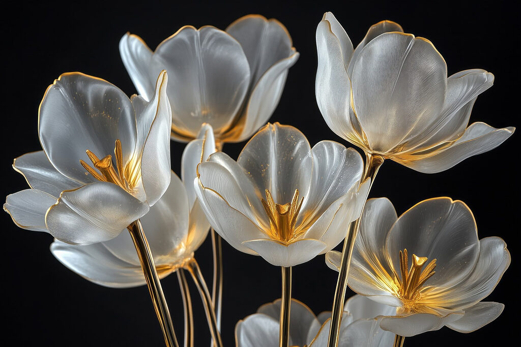 Group of glass flowers